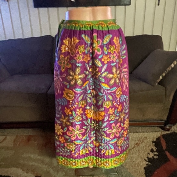 New Issues • Division Of Jonathan Logan • Size 14 • Purple/Green• Quilted •Skirt - Picture 6 of 16